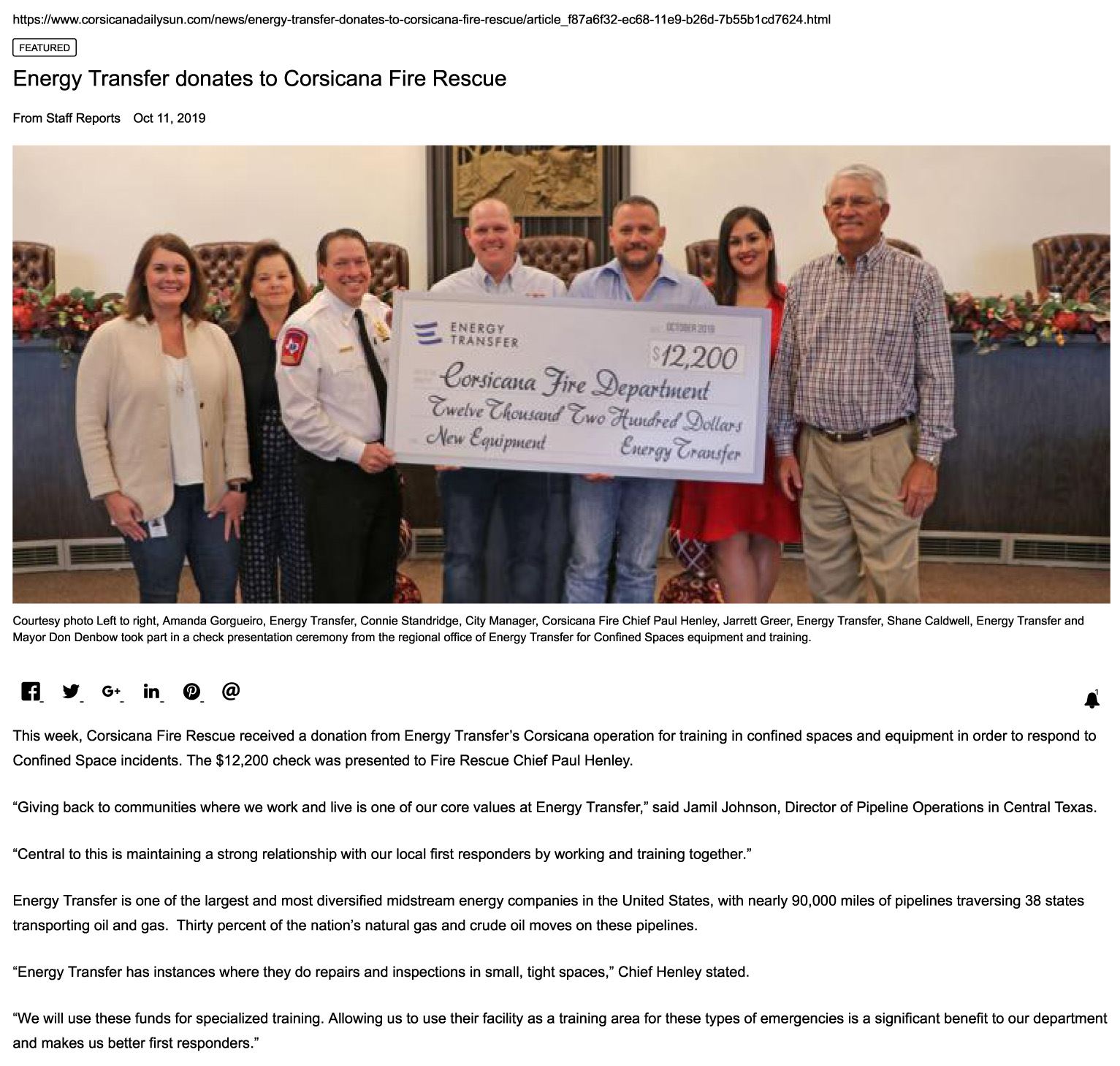 Energy Transfer donates to Corsicana Fire Rescue _ News _ corsicanadailysun-1